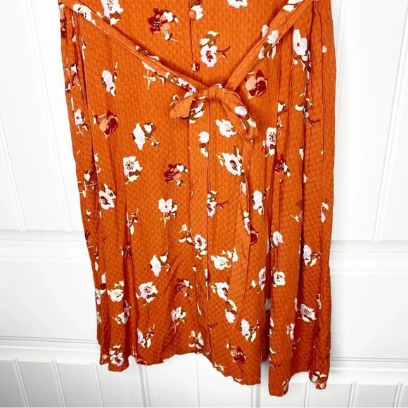 NEW Universal Threads Orange Floral Button Front Puff Sleeve Dress XXL - Picture 5 of 6